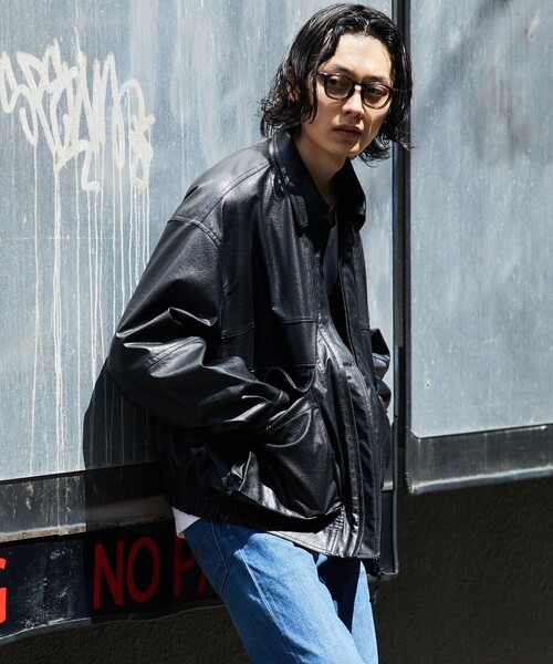 FREAK’S STORE/フェイクレザーブルゾン ジップアップ FREAK\u0027S STORE&frasl;リラックスフィット フェイクレザー ジップアップ