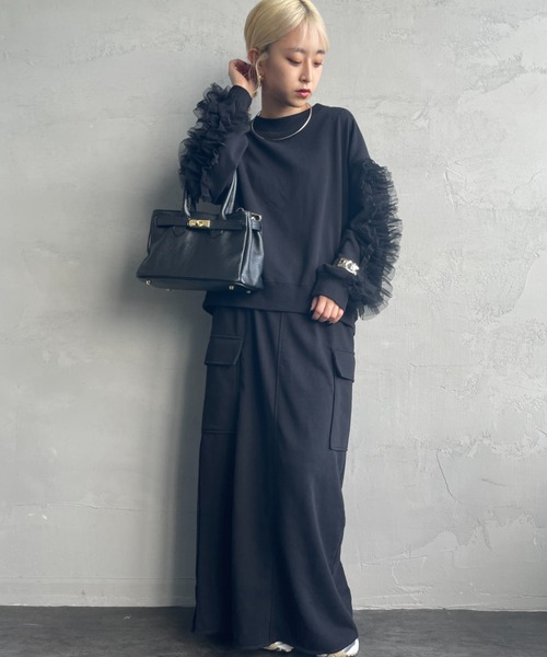 【MUVEIL】フリルデザインスウェット　美品 MUVEIL】フリルデザインスウェット 美品