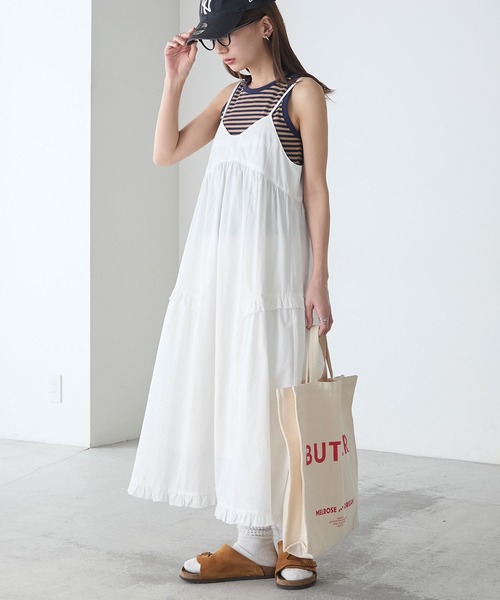 BONLECILL(ボンルシール)の「アソート柄ヴィンテージライクコットンフリルキャミワンピース(ワンピース・レディース・オフホワイト/ブルー系/ブラウン系/ブラック・FREE)」の18枚目の写真