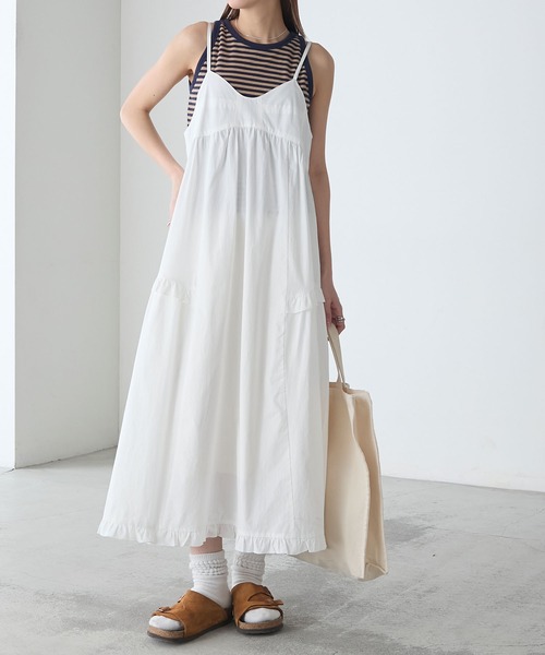 BONLECILL(ボンルシール)の「アソート柄ヴィンテージライクコットンフリルキャミワンピース(ワンピース・レディース・オフホワイト/ブルー系/ブラウン系/ブラック・FREE)」の19枚目の写真