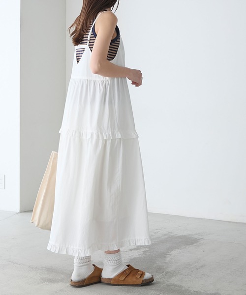 BONLECILL(ボンルシール)の「アソート柄ヴィンテージライクコットンフリルキャミワンピース(ワンピース・レディース・オフホワイト/ブルー系/ブラウン系/ブラック・FREE)」の21枚目の写真