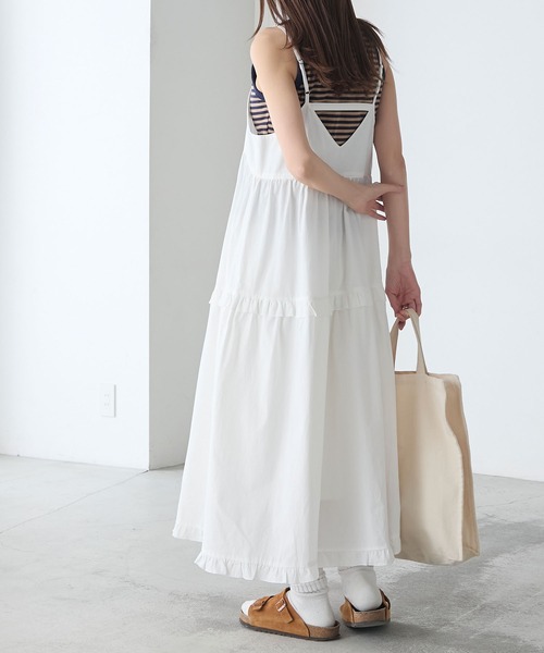 BONLECILL(ボンルシール)の「アソート柄ヴィンテージライクコットンフリルキャミワンピース(ワンピース・レディース・オフホワイト/ブルー系/ブラウン系/ブラック・FREE)」の22枚目の写真