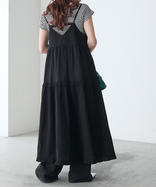 BONLECILL(ボンルシール)の「アソート柄ヴィンテージライクコットンフリルキャミワンピース(ワンピース・レディース・オフホワイト/ブルー系/ブラウン系/ブラック・FREE)」の5枚目の写真