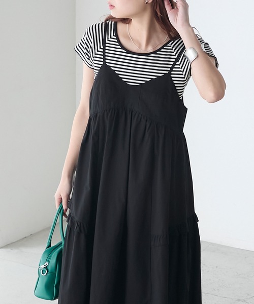 BONLECILL(ボンルシール)の「アソート柄ヴィンテージライクコットンフリルキャミワンピース(ワンピース・レディース・オフホワイト/ブルー系/ブラウン系/ブラック・FREE)」の6枚目の写真