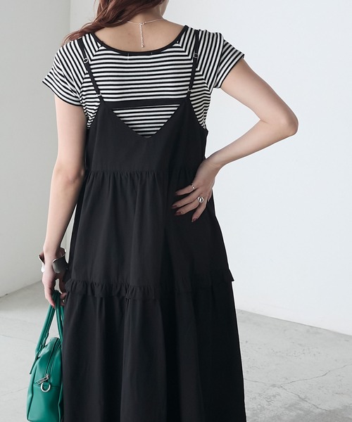 BONLECILL(ボンルシール)の「アソート柄ヴィンテージライクコットンフリルキャミワンピース(ワンピース・レディース・オフホワイト/ブルー系/ブラウン系/ブラック・FREE)」の7枚目の写真