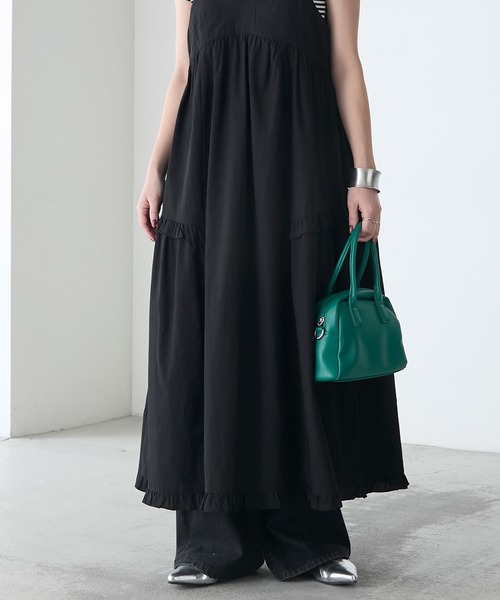 BONLECILL(ボンルシール)の「アソート柄ヴィンテージライクコットンフリルキャミワンピース(ワンピース・レディース・オフホワイト/ブルー系/ブラウン系/ブラック・FREE)」の8枚目の写真