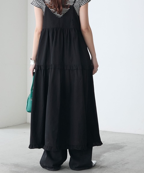 BONLECILL(ボンルシール)の「アソート柄ヴィンテージライクコットンフリルキャミワンピース(ワンピース・レディース・オフホワイト/ブルー系/ブラウン系/ブラック・FREE)」の9枚目の写真