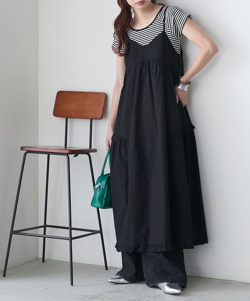 BONLECILL(ボンルシール)の「アソート柄ヴィンテージライクコットンフリルキャミワンピース(ワンピース・レディース・オフホワイト/ブルー系/ブラウン系/ブラック・FREE)」の10枚目の写真