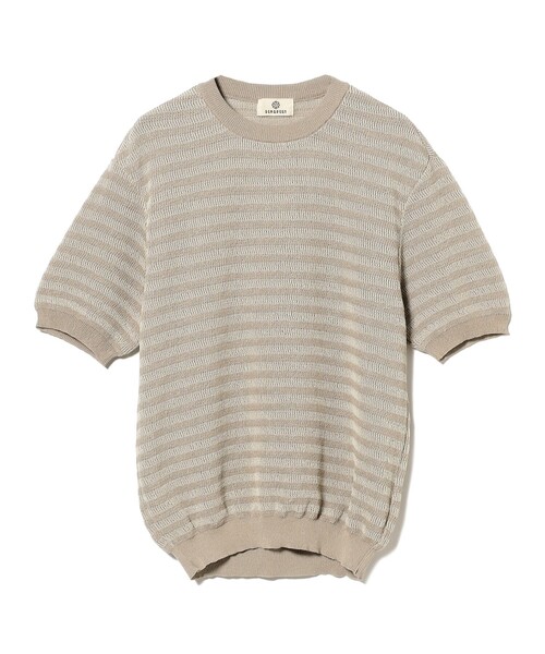 SEAGREEN（シーグリーン）の「SEA GREEN / ボーダー ニットTシャツ（Tシャツ/カットソー・メンズ・ベージュ・4/3）」の8枚目の写真