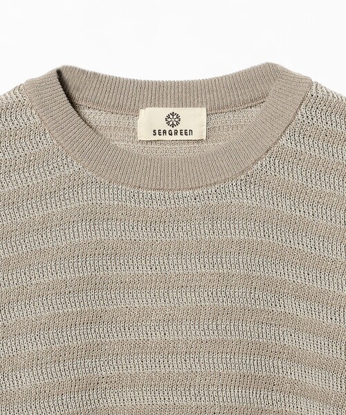 SEAGREEN（シーグリーン）の「SEA GREEN / ボーダー ニットTシャツ（Tシャツ/カットソー・メンズ・ベージュ・4/3）」の2枚目の写真