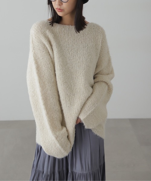 FREE'S MART（フリーズマート）の「◇ラメミックスブークレー畦ニット（ニット/セーター・レディース・ホワイト/ピンク/イエロー/グレー・FREE）」の2枚目の写真