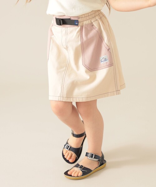 BEAMS mini(ビームスミニ)の「カラーブロック ベルテッド ショーツイン スカート(90~150cm)(スカート・キッズ・ホワイト系その他5/サックスブルー・90/100/110/120/130/140/150)」の4枚目の写真