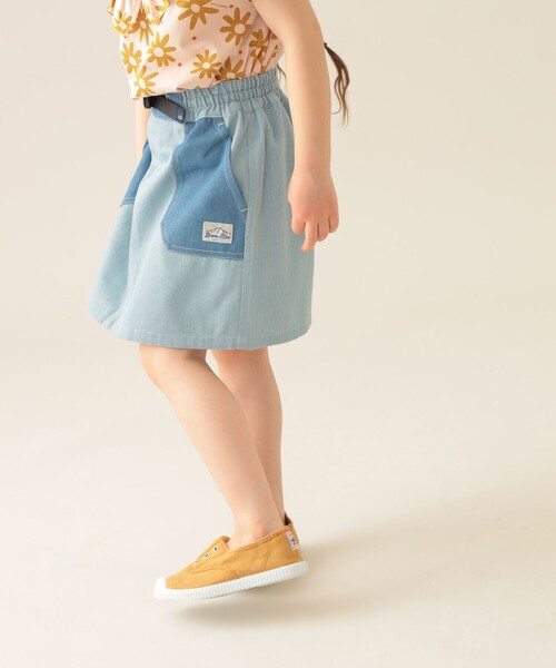 BEAMS mini(ビームスミニ)の「カラーブロック ベルテッド ショーツイン スカート(90~150cm)(スカート・キッズ・ホワイト系その他5/サックスブルー・90/100/110/120/130/140/150)」の8枚目の写真