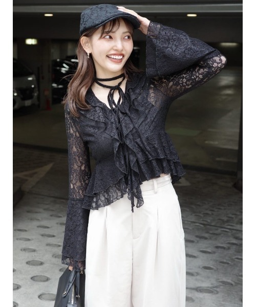 rienda(リエンダ)の「チュールレイヤードジャストウエストストレートパンツ(スラックス・レディース・ライトベージュ/グレー・SMALL/MEDIUM)」の10枚目の写真