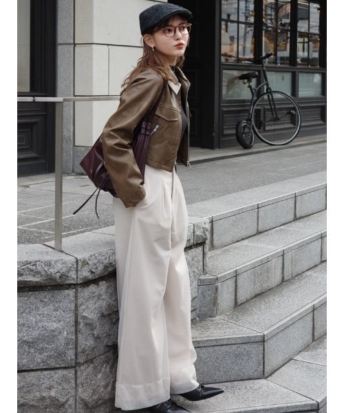 rienda(リエンダ)の「チュールレイヤードジャストウエストストレートパンツ(スラックス・レディース・ライトベージュ/グレー・SMALL/MEDIUM)」の21枚目の写真