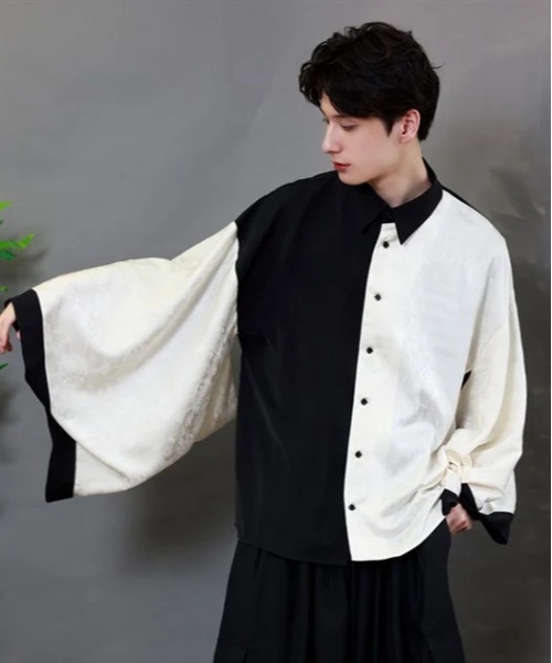 AXES-X 和袖シャツ 袴パンツセット AXES-X（アクシーズエックス）の「配色ジャガード和袖シャツ