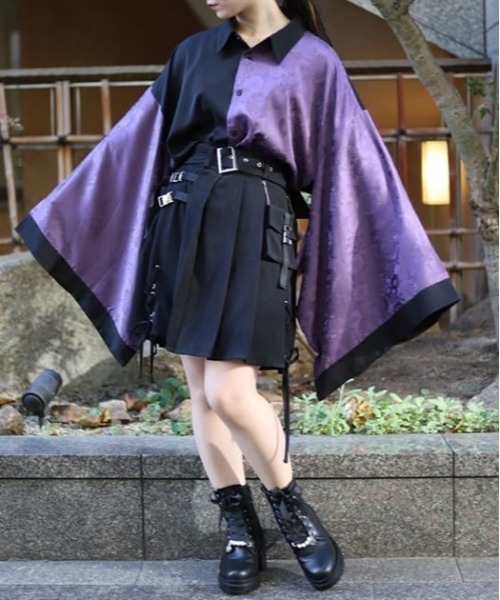 AXES-X（アクシーズエックス）の「配色ジャガード和袖シャツ（シャツ/ブラウス・メンズ・ホワイト/レッド/パープル・MEDIUM/X-LARGE/LARGE）」の13枚目の写真