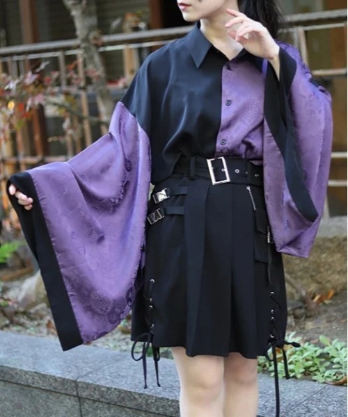 配色ジャガード和袖シャツ（シャツ/ブラウス）｜AXES-X（アクシーズ