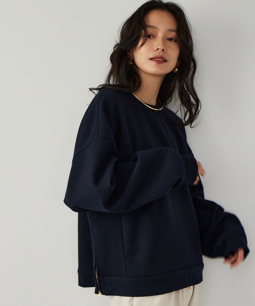 BARNYARDSTORM（バンヤードストーム）の「BARNYARDSTORM / ウールライクZIPプルオーバー（スウェット・レディース・グレー/ネイビー・0/1）」の2枚目の写真