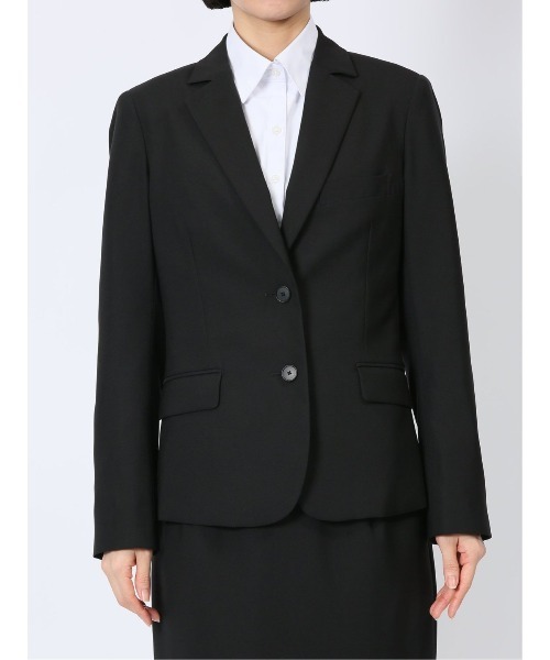 m.f.editorial（エムエフエディトリアル）の「【ストレッチ ウォッシャブル 撥水】m.f.エディトリアルレディース 黒無地2釦ジャケット(セットアップ可能)（スーツジャケット・レディース・ブラック・MEDIUM/LARGE/S/X-LARGE）」の8枚目の写真