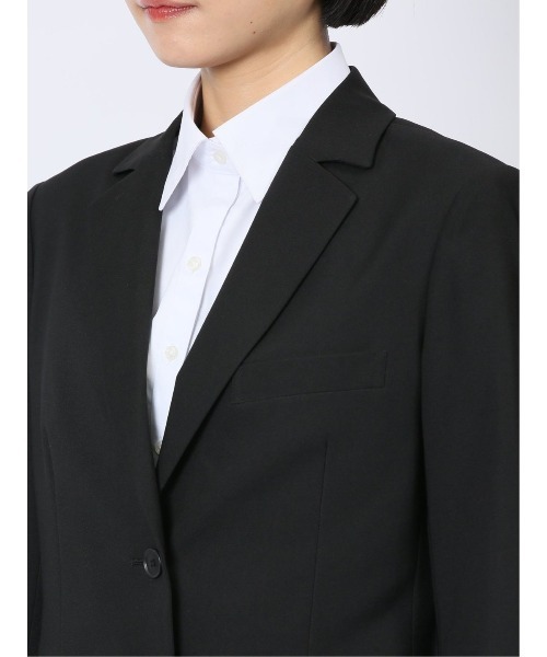 m.f.editorial（エムエフエディトリアル）の「【ストレッチ ウォッシャブル 撥水】m.f.エディトリアルレディース 黒無地2釦ジャケット(セットアップ可能)（スーツジャケット・レディース・ブラック・MEDIUM/LARGE/S/X-LARGE）」の11枚目の写真