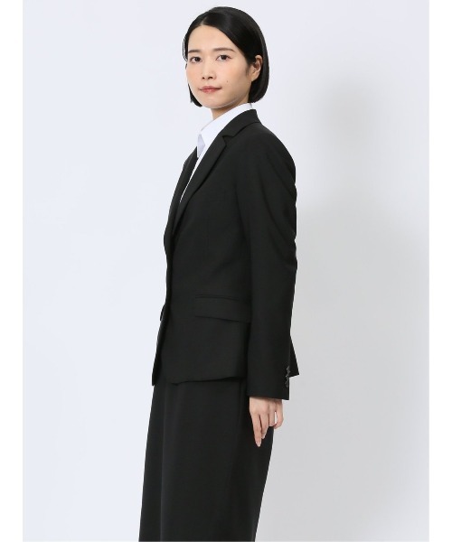 m.f.editorial（エムエフエディトリアル）の「【ストレッチ ウォッシャブル 撥水】m.f.エディトリアルレディース 黒無地2釦ジャケット(セットアップ可能)（スーツジャケット・レディース・ブラック・MEDIUM/LARGE/S/X-LARGE）」の13枚目の写真