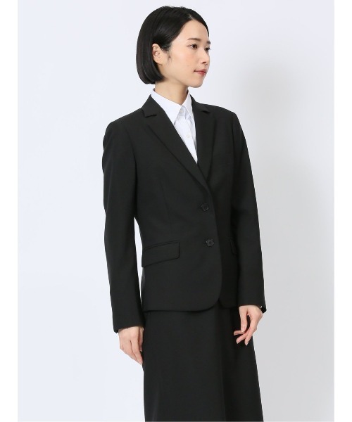 m.f.editorial（エムエフエディトリアル）の「【ストレッチ ウォッシャブル 撥水】m.f.エディトリアルレディース 黒無地2釦ジャケット(セットアップ可能)（スーツジャケット・レディース・ブラック・MEDIUM/LARGE/S/X-LARGE）」の15枚目の写真