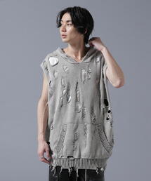DANKE SCHON◆ニット・セーター(厚手)/--/ウール/GRY/無地/UNS24020-ODS improves セーター メンズ ラーベン編み コットンニット クルー