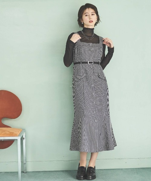 AND COUTURE(アンドクチュール)の「ジャガードジャンスカ(ジャンパースカート・レディース・ブラック系その他/ホワイト系その他/ベージュ系その他・FREE)」の4枚目の写真