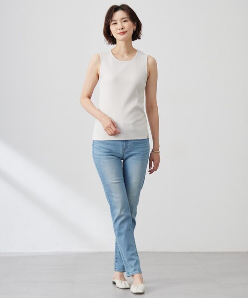 J.PRESS(ジェイプレス)の「【洗える】リブ ノースリーブ カットソー(タンクトップ・レディース・ホワイト系/ブラック系/ライトグレー系・LARGE/MEDIUM)」の22枚目の写真