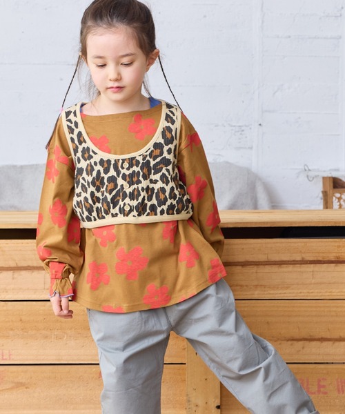 MARKEY'S（マーキーズ）の「総柄ワッフルショートタンクトップ（タンクトップ・キッズ・ブラック/ブラウン/ライトグリーン/ピンク・LL/S/M/L）」の3枚目の写真