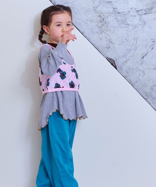 MARKEY'S（マーキーズ）の「総柄ワッフルショートタンクトップ（タンクトップ・キッズ・ブラック/ブラウン/ライトグリーン/ピンク・LL/S/M/L）」の6枚目の写真