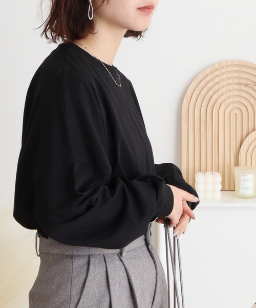 atONE（アットワン）の「ゆったりロングスリーブカットソー（Tシャツ/カットソー・レディース・チャコールグレー/杢グレー/ミント/オフホワイト/ブラック・4L～5L/M-L/LL～3L）」の18枚目の写真
