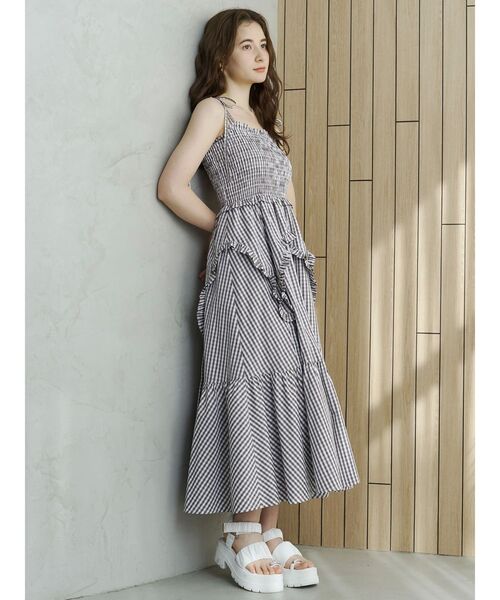 【韓国発】shirring pattern long one piece OMMO ONLINE STORE / IRREGULAR SHIRRING CAMI OP