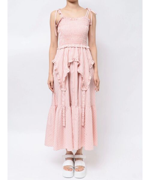 CALNAMUR(カルナムール)の「GINGHAM SHIRRING GATHER OP/ギンガムシャーリングギャザーワンピース(ワンピース・レディース・ブラック/ピンク・FREE)」の19枚目の写真