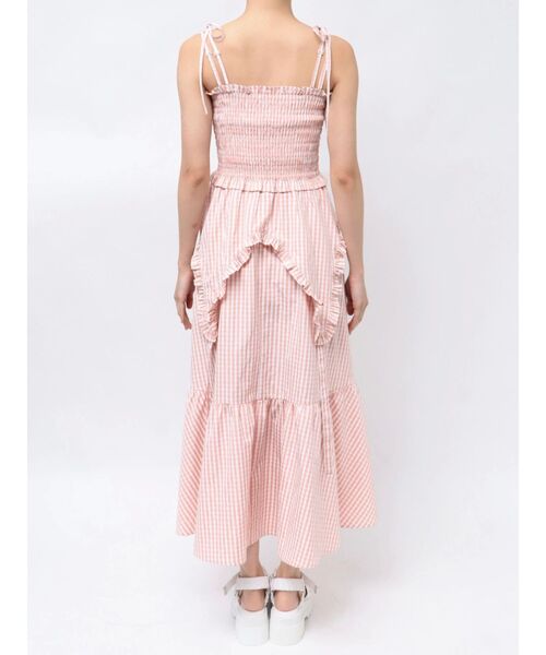 CALNAMUR(カルナムール)の「GINGHAM SHIRRING GATHER OP/ギンガムシャーリングギャザーワンピース(ワンピース・レディース・ブラック/ピンク・FREE)」の9枚目の写真