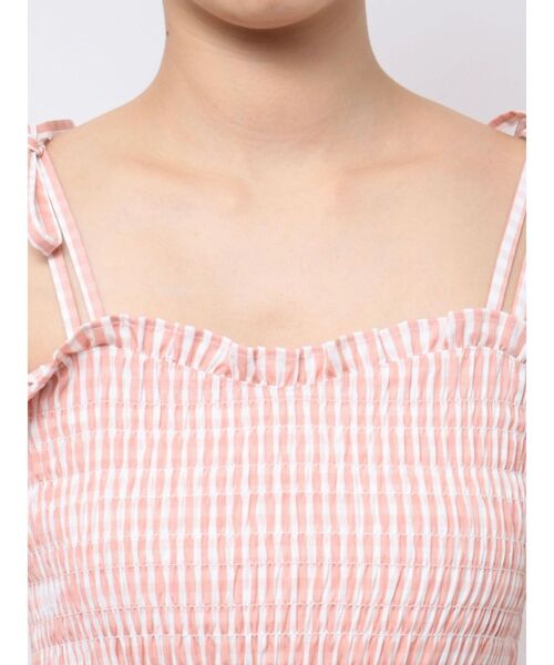 CALNAMUR(カルナムール)の「GINGHAM SHIRRING GATHER OP/ギンガムシャーリングギャザーワンピース(ワンピース・レディース・ブラック/ピンク・FREE)」の10枚目の写真