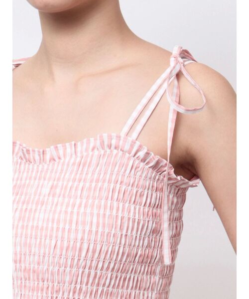 CALNAMUR(カルナムール)の「GINGHAM SHIRRING GATHER OP/ギンガムシャーリングギャザーワンピース(ワンピース・レディース・ブラック/ピンク・FREE)」の11枚目の写真
