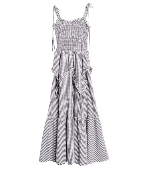 CALNAMUR(カルナムール)の「GINGHAM SHIRRING GATHER OP/ギンガムシャーリングギャザーワンピース(ワンピース・レディース・ブラック/ピンク・FREE)」の7枚目の写真