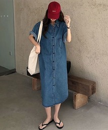 【URGE:】デニム 長袖 シャツ ワンピース