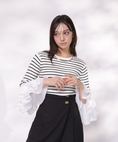 Rirandture プリーツフリルスリーブニットトップス SNIDEL（スナイデル）の「プリーツフリルスリーブニットプルオーバー