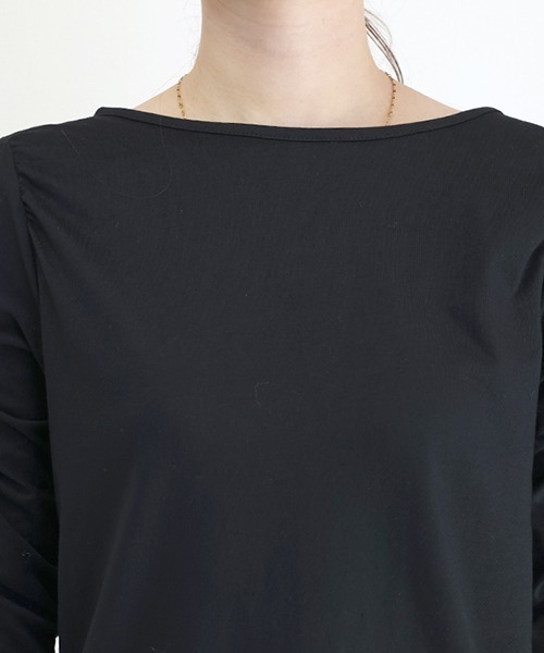 Aletta vita(アレッタビータ)の「ボートネック袖シャーリングカットソー(Tシャツ/カットソー・レディース・オフホワイト/ブラック・M)」の21枚目の写真