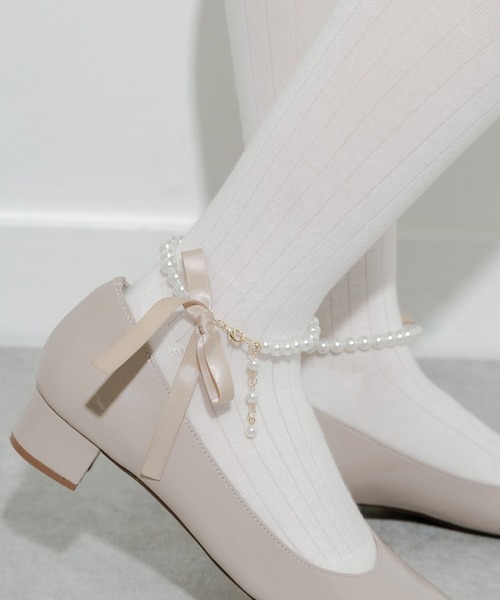 SMELLY（スメリー）の「『WEB/一部店舗限定』パールリボンアンクレット（アンクレット・レディース・ベージュ/ブラック・-）」の6枚目の写真