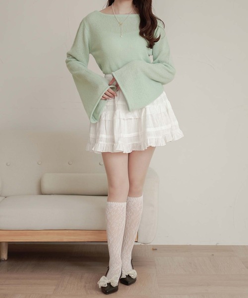 Ambre Neige（アンブルネージュ）の「back ribbon sheer knit / バックリボンシアーニット（ニット/セーター・レディース・アイボリー/ピンク/ライトグリーン・FREE）」の6枚目の写真