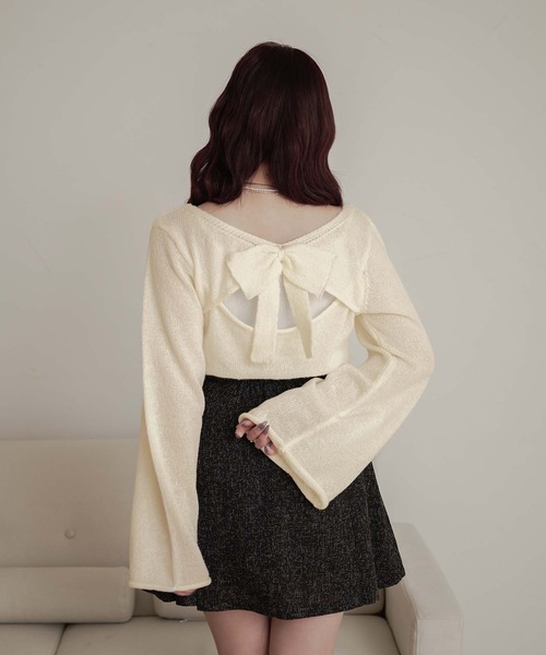 Ambre Neige（アンブルネージュ）の「back ribbon sheer knit / バックリボンシアーニット（ニット/セーター・レディース・アイボリー/ピンク/ライトグリーン・FREE）」の12枚目の写真