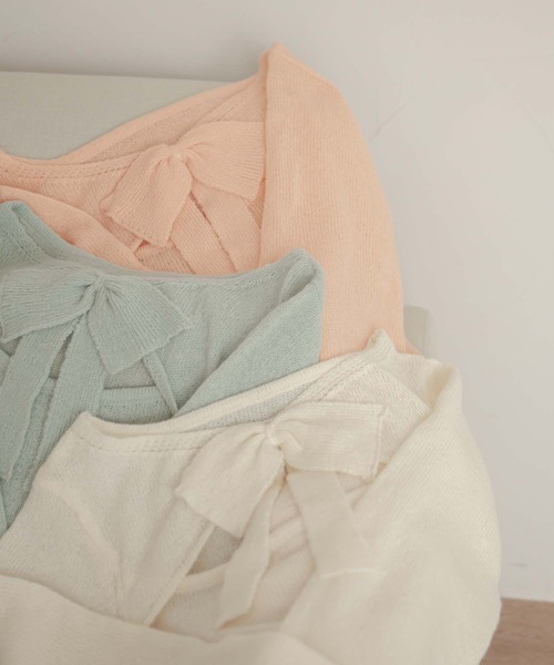 Ambre Neige（アンブルネージュ）の「back ribbon sheer knit / バックリボンシアーニット（ニット/セーター・レディース・アイボリー/ピンク/ライトグリーン・FREE）」の8枚目の写真