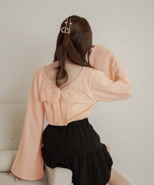 Ambre Neige（アンブルネージュ）の「back ribbon sheer knit / バックリボンシアーニット（ニット/セーター・レディース・アイボリー/ピンク/ライトグリーン・FREE）」の20枚目の写真