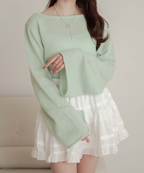 Ambre Neige（アンブルネージュ）の「back ribbon sheer knit / バックリボンシアーニット（ニット/セーター・レディース・アイボリー/ピンク/ライトグリーン・FREE）」の13枚目の写真