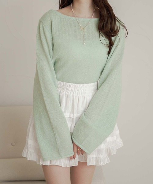 Ambre Neige（アンブルネージュ）の「back ribbon sheer knit / バックリボンシアーニット（ニット/セーター・レディース・アイボリー/ピンク/ライトグリーン・FREE）」の14枚目の写真