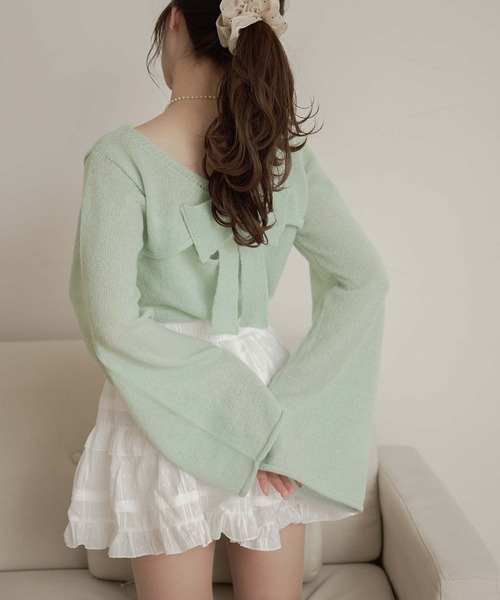 Ambre Neige（アンブルネージュ）の「back ribbon sheer knit / バックリボンシアーニット（ニット/セーター・レディース・アイボリー/ピンク/ライトグリーン・FREE）」の16枚目の写真